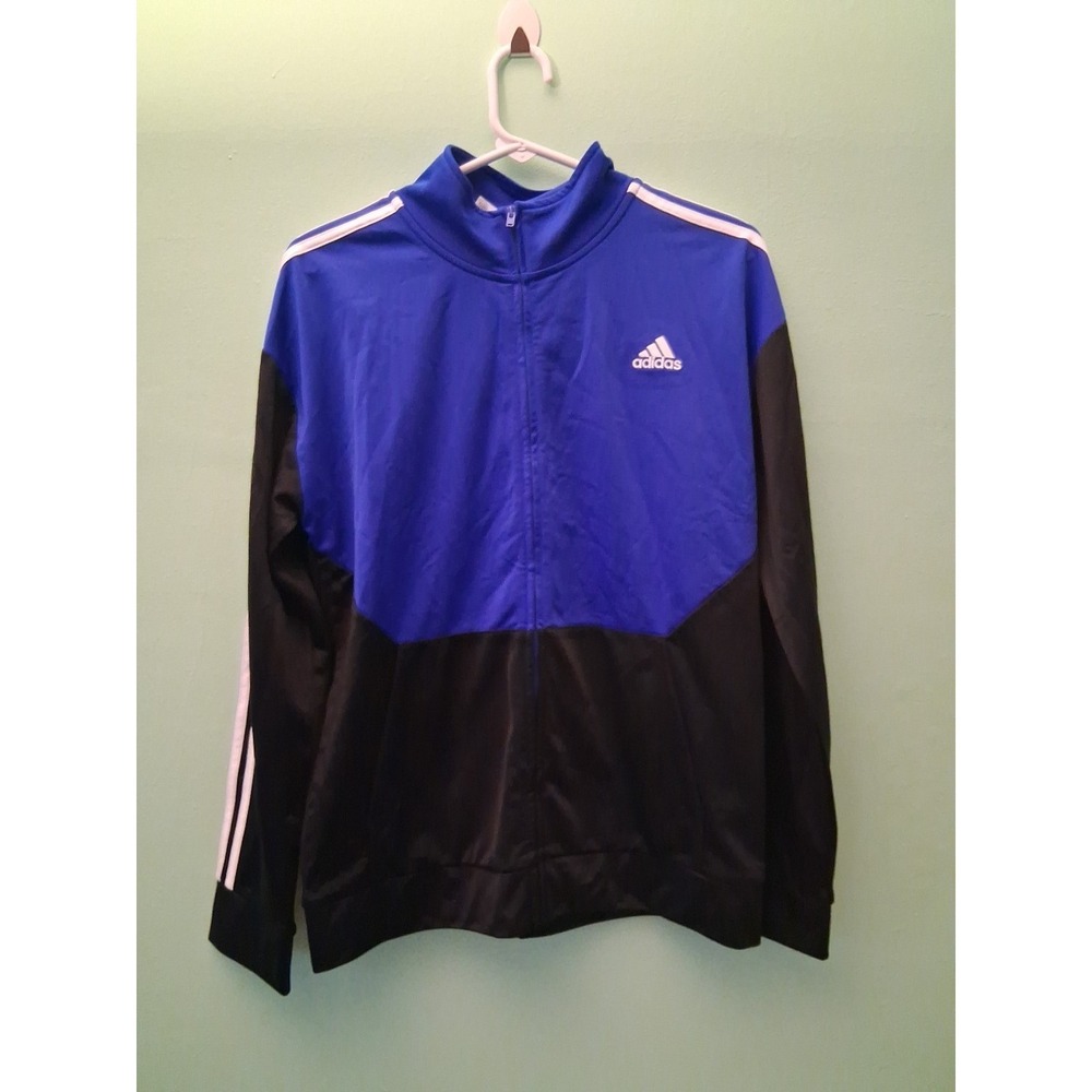 Adidas Boy's Zip Front Uplift Tricot Track Jacket XL (18/20) Cobalt Blue / Black